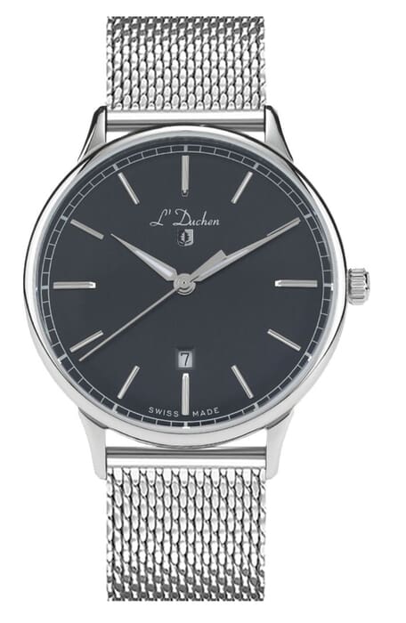 Мужские часы L`Duchen Vintage D 821.11.31 M, механизм кварцевый, циферблат черный, браслет нержавеющая сталь — Изображение 1